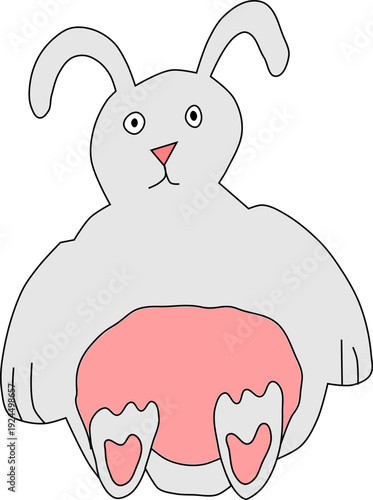Забавный нарисованный от руки векторный кролик.
