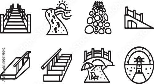 A collection of various ancient and historical structures and landmarks Vector