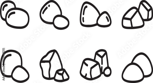 A collection of various types of shoes and sandals in a simple line drawing Vector