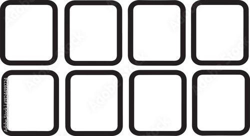 A black and white diagram of a two by four grid of squares Vector