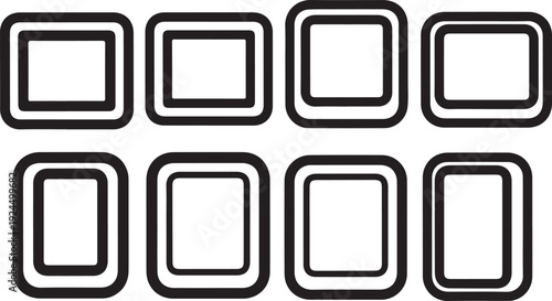 A visual representation of eight interconnected squares in a two-row arrangement Vector