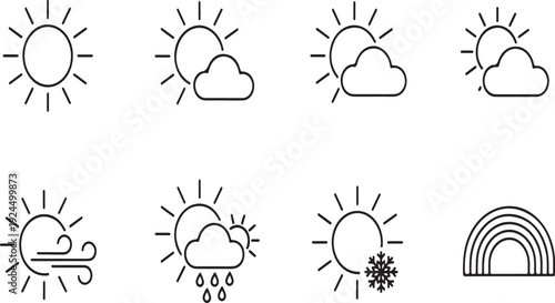 A collection of various weather condition icons and symbols Vector