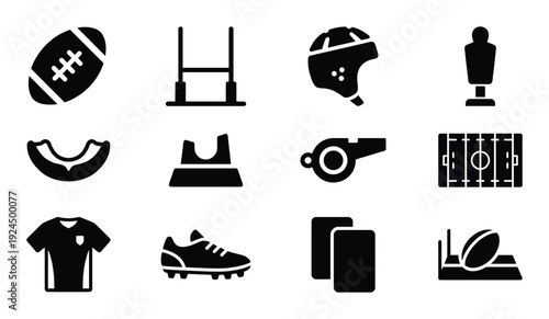 Rugby football elements equipment for sport activity competition game tournament and athlete training