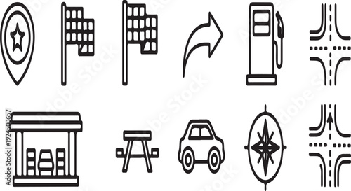 Assorted icons representing various locations and services Vector