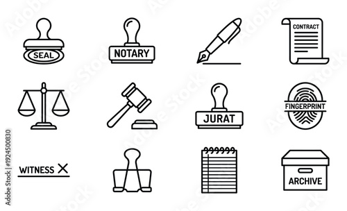 Stamp with seal symbol document agreement legal mark and tool for office and bureaucracy purposes