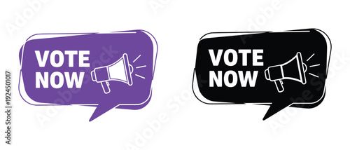 Vote now text speech bubbles with megaphone icon  elections and voting campaign symbols