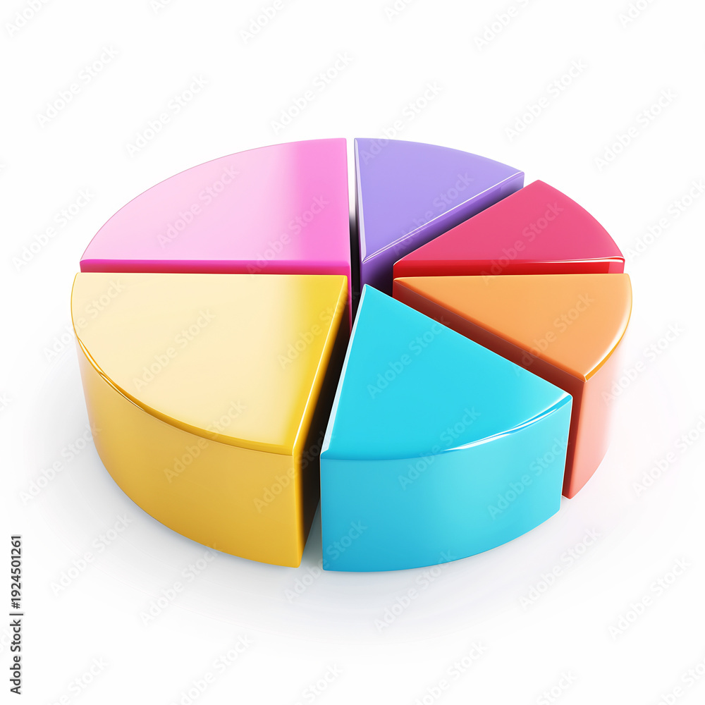Obraz premium 3D pie chart analytics icon, statistics visualization, white isolated background