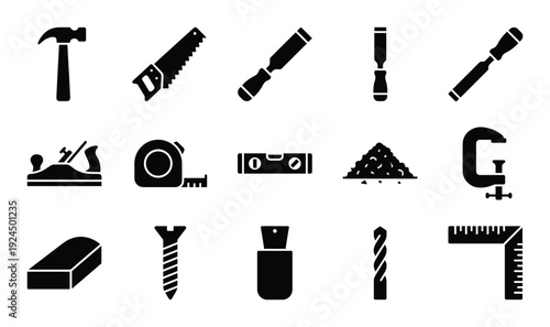 Woodworking tools for carpentry and joinery for diy projects and craft work shop