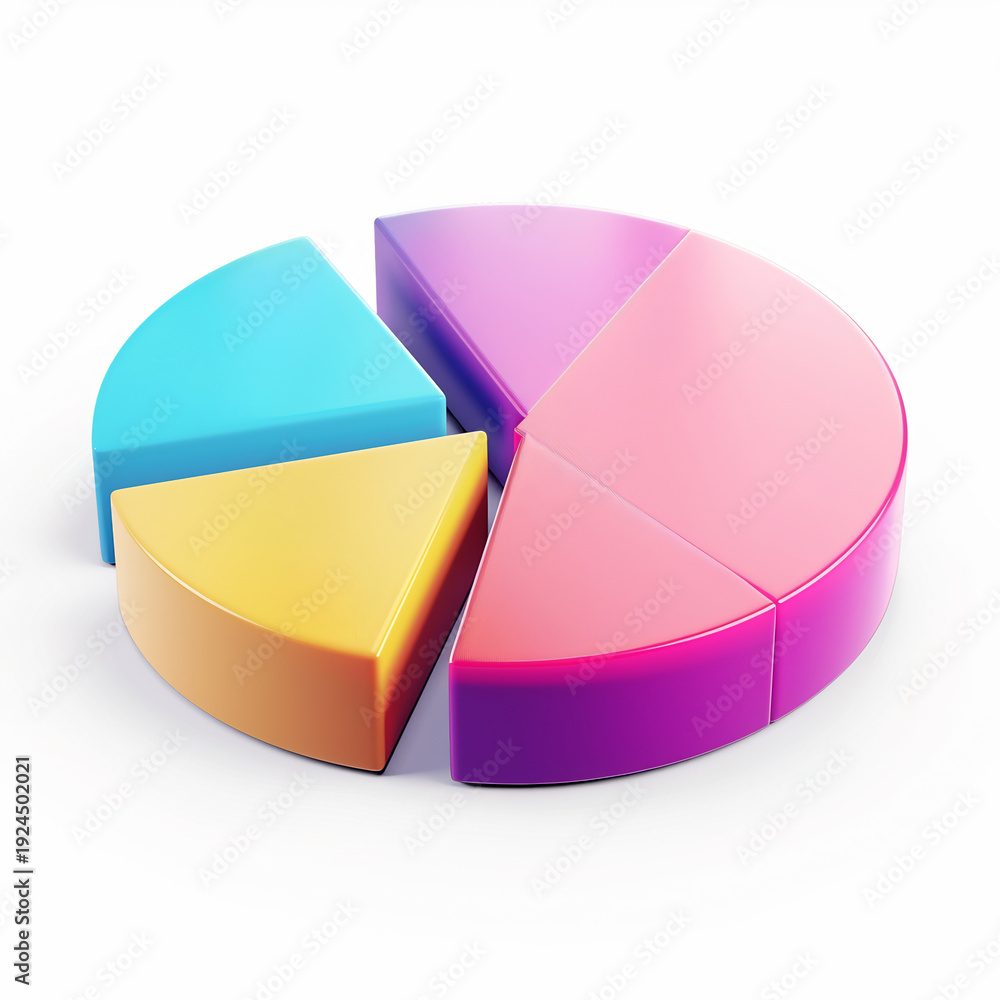 Obraz premium 3D pie chart icon, business analytics, white isolated background