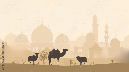 eid al adha islamic festival background vector illustration