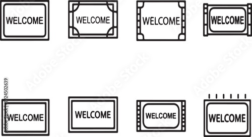 Various designs of welcome tickets and labels for events and greetings Vector