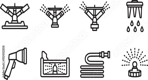 Diverse collection of showerheads and water fixtures for modern bathrooms Vector