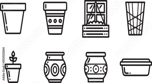 Assorted planters and potted plants for home decoration Vector