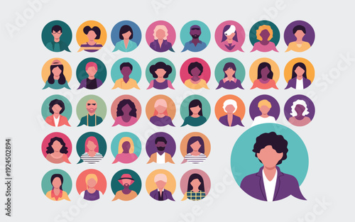 Diverse group of people engaging in a virtual discussion or meeting session.