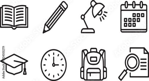 Icons representing various aspects of education and learning Vector