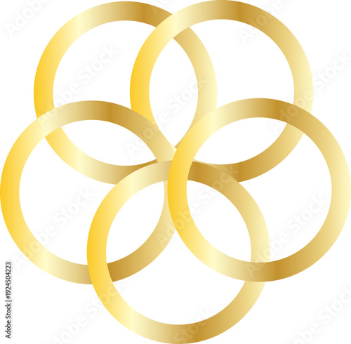 Luxury Golden Overlapping Circle Pattern and Geometric Sacred Geometry Background Ornaments