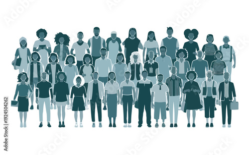 Diverse group of people standing together in unity and harmony