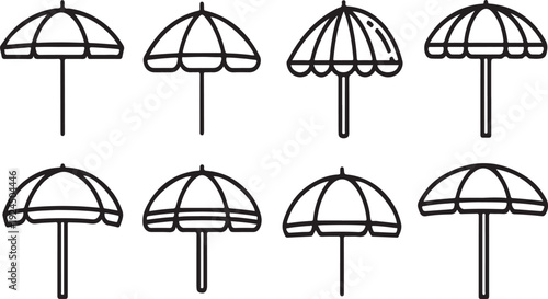 A collection of various umbrella designs and patterns Vector