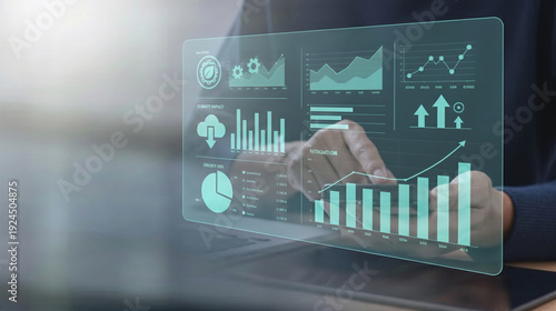 Sustainability Data Dashboard with Climate Impact Analysis Transparent Background