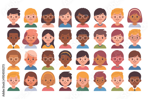 Diverse cartoon illustrations of various individuals with different hairstyles and skin tones