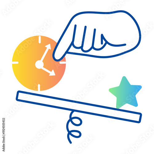 A doodle style icon showing time balancing 