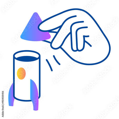 Product launch icon designed in hand drawn style 