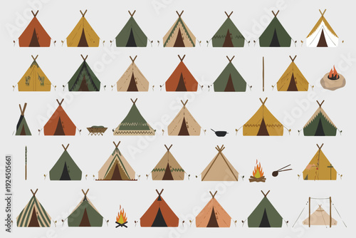 Colorful and stylishly designed miniature tents in various patterns and colors