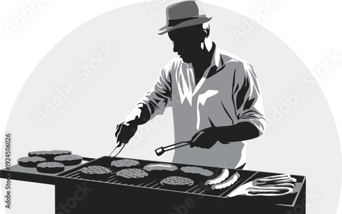 A chef skillfully preparing multiple pancakes on a griddle
