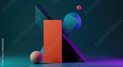 Abstract design featuring contrasting colors and geometric shapes arranged in an intentionally imbalanced, modern composition, aesthetic, geometric, creative