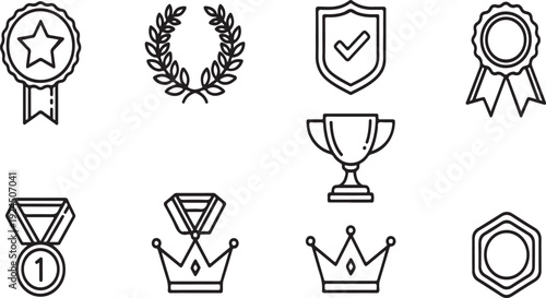 Assorted collection of various award and achievement icons and symbols Vector