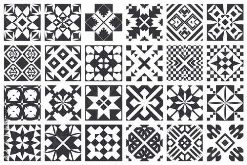 Historical geometric patterns and intricate traditional textile designs from various cultures