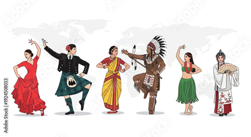 Dancers from around the world showcase cultural traditions in vibrant costumes