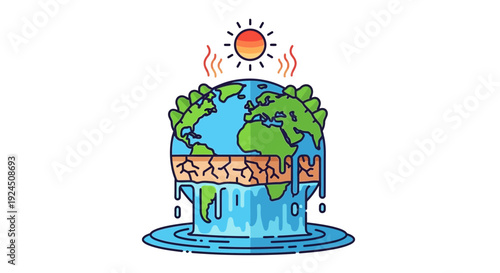 Planet Earth melting under rising temperatures and climate change