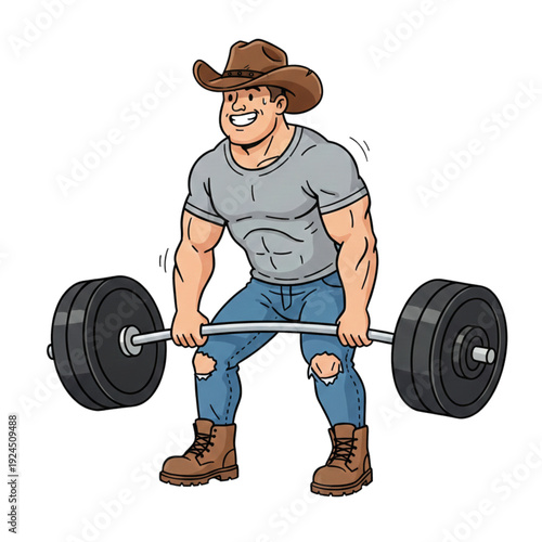 cowboy deadlift vector