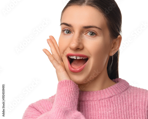 Surprised young woman with ...