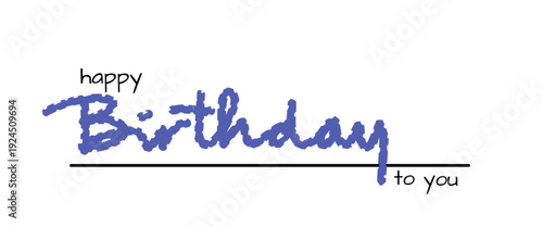 Happy Birthday to you lettering typography poster. Festive hand sketched text with rainbow birthday cake background. Happy bithday as a greting card and invitation. Vector illustration EPS 10