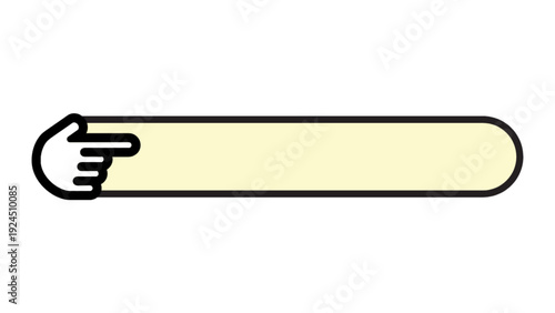 Hand pointing to blank horizontal banner or long button icon