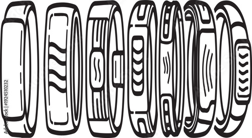 A collection of various watch faces showcasing different styles and designs Vector