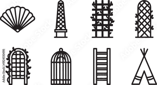 A collection of various structures and architectural designs in a single image Vector
