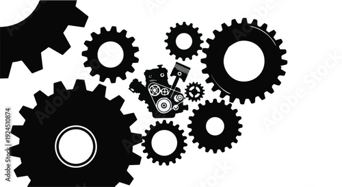 black gear icons mechanical engineering symbols