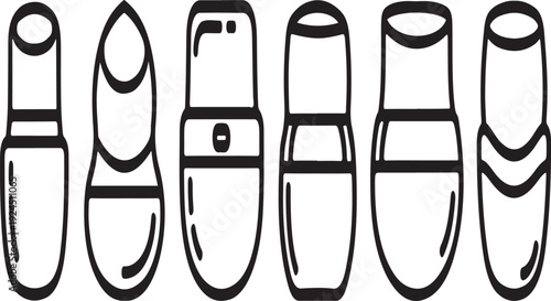 Variety of different types of bottle caps and lids in a row Vector