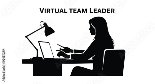 Virtual team leader working remotely on laptop
