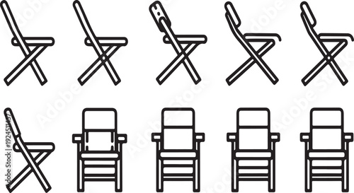 Variety of chairs and stools showcasing different styles and designs Vector