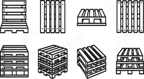 Various types of pallets and their different configurations and designs Vector
