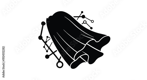 black dress illustration with constellation lines fashion design