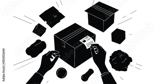 unpackaging delivery box contents illustration