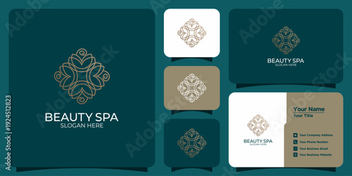 Luxurious Golden Abstract Floral Logo for Elegant Beauty Spa Branding, Wellness Centers, and Holistic Health Services Identity