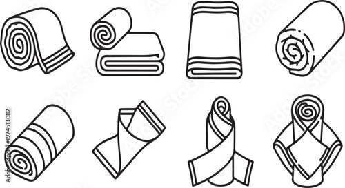 Various ways to fold a towel for different purposes and storage solutions Vector