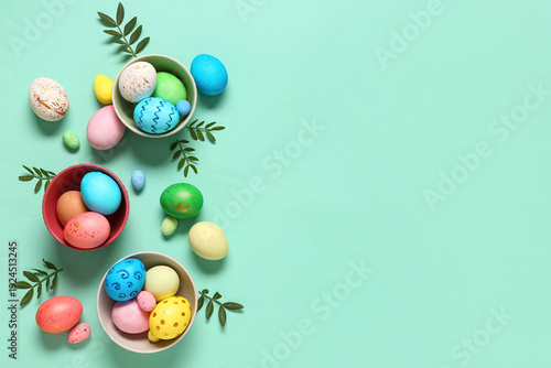 Bowls with painted Easter e...