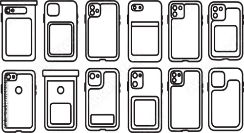 Assorted smartphone models showcasing diverse design and interface layouts Vector